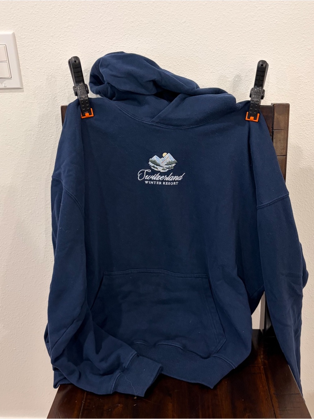Switzerland Winter Resort Navy Hooded Sweatshirt - women’s Cozy Pullover
